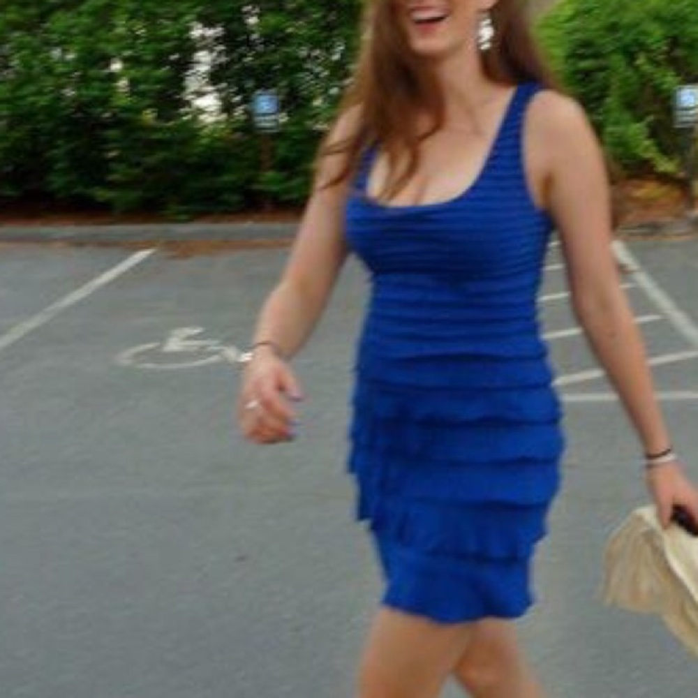 Cobalt blue ruffle dress